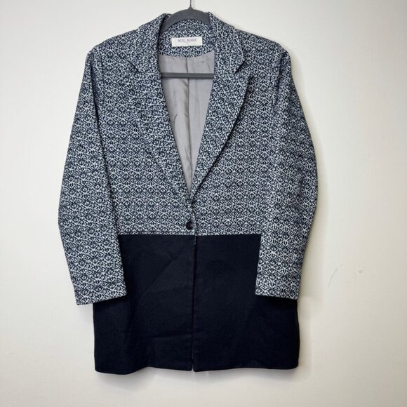Nicole Bridger Ethically Made Tweed Wool Hemp Blend Color Block Blazer Coat Sz 4 - Picture 14 of 14